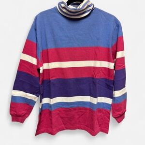 Vintage 90’s Eddie Bauer Periwinkle and Raspberry Striped Turtleneck